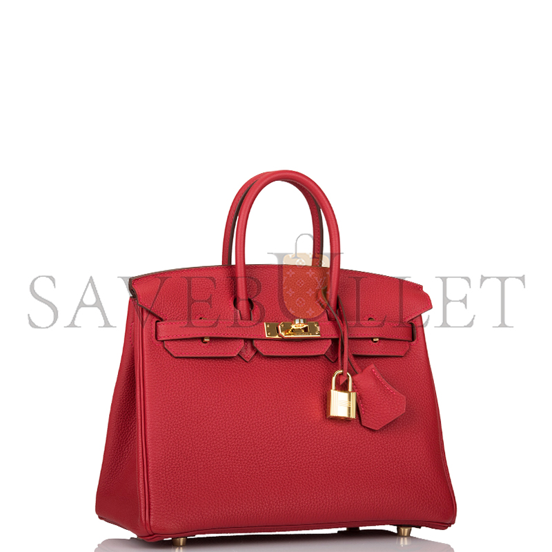 HERMÈS BIRKIN 25 TOGO ROUGE CASAQUE GOLD HARDWARE (25*20*13cm)
